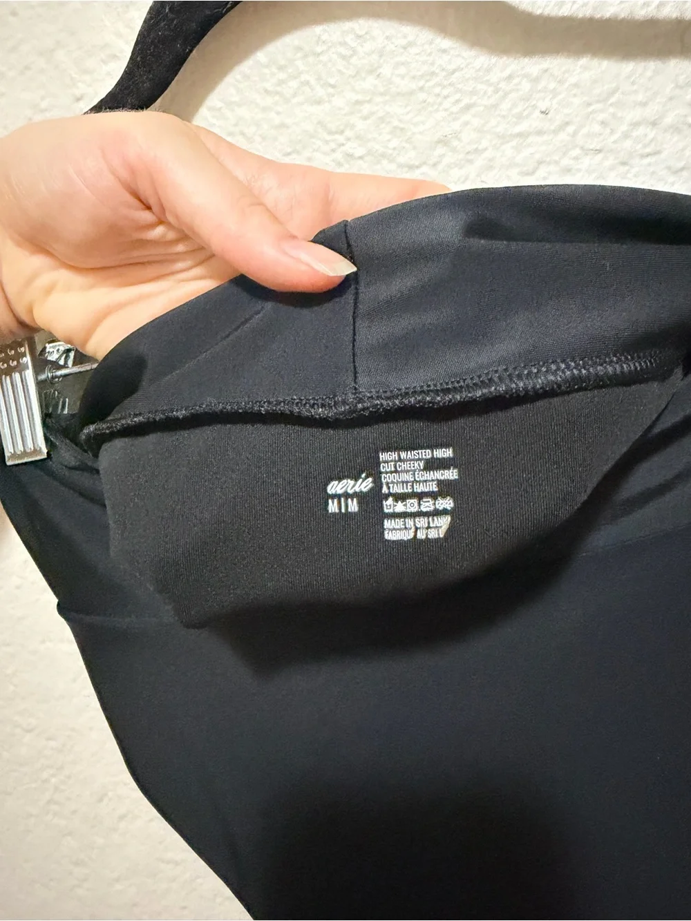 Aerie High Waisted Bikini Bottom Medium Black Swimwear